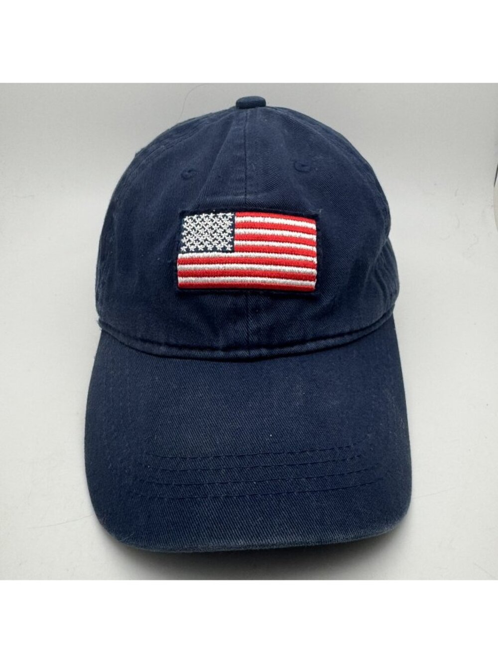 Old Navy Baseball Cap Hat Men's Navy Blue with US American Flag Patch Adjustable